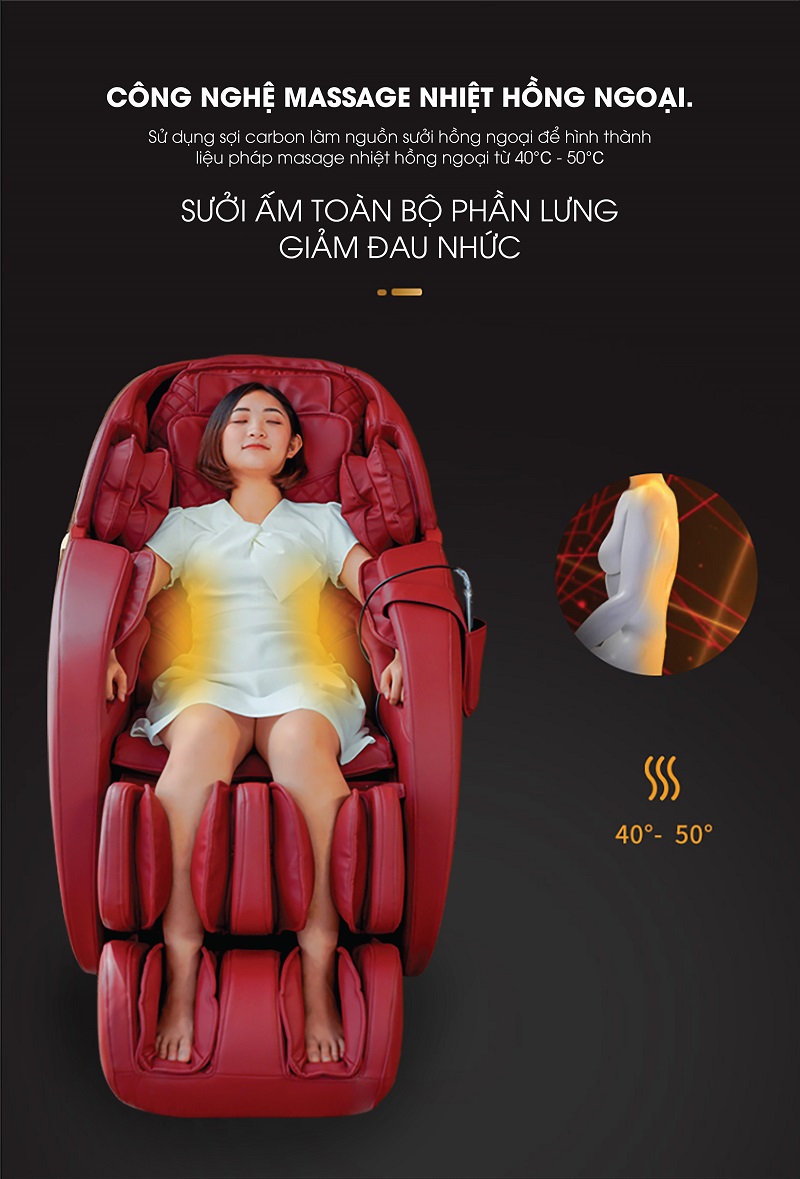 Massage nhiệt hồng ngoại sưởi ấm giảm đau tại thắt lưng.
